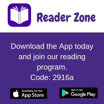 Reader Zone. Download the app and join the summer reading program. Code 2916a. Apple and Google store logos